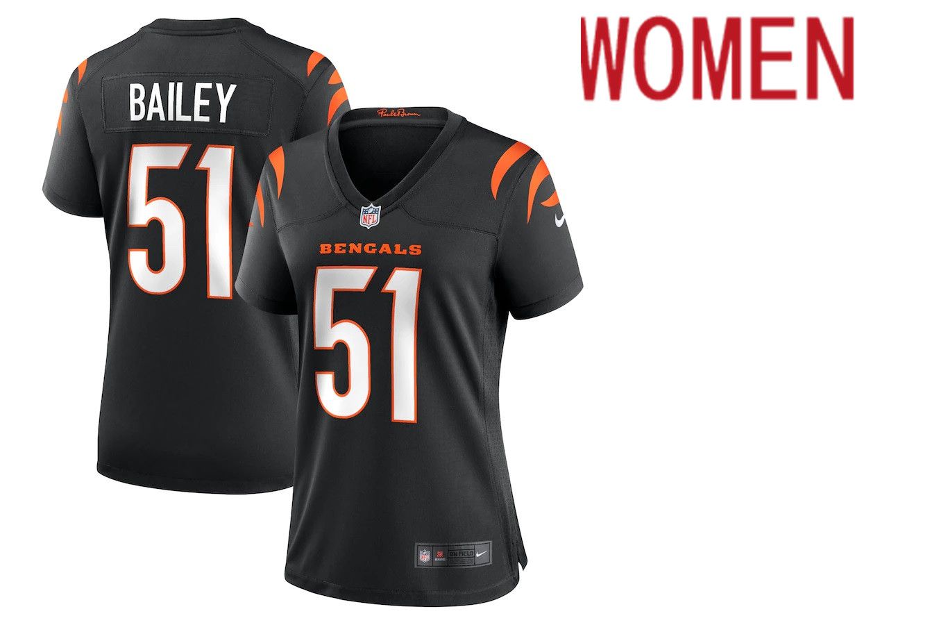 Women Cincinnati Bengals #51 Markus Bailey Nike Black Game NFL Jersey->women nfl jersey->Women Jersey